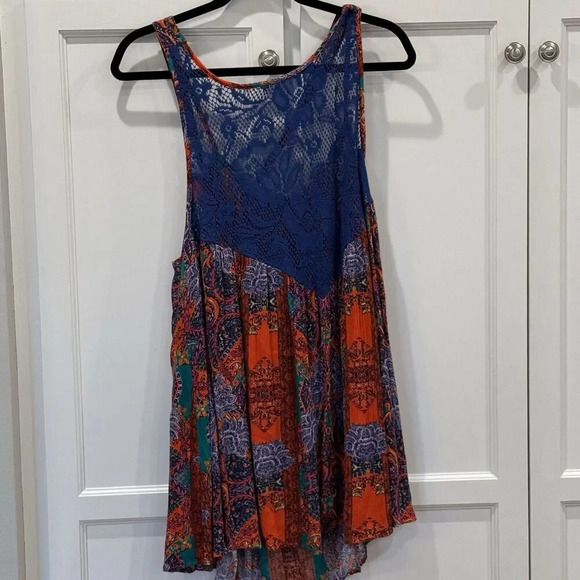 Free People Intimately Count Me In Trapeze Hot Red Tank Size Small Boho - Picture 2 of 5